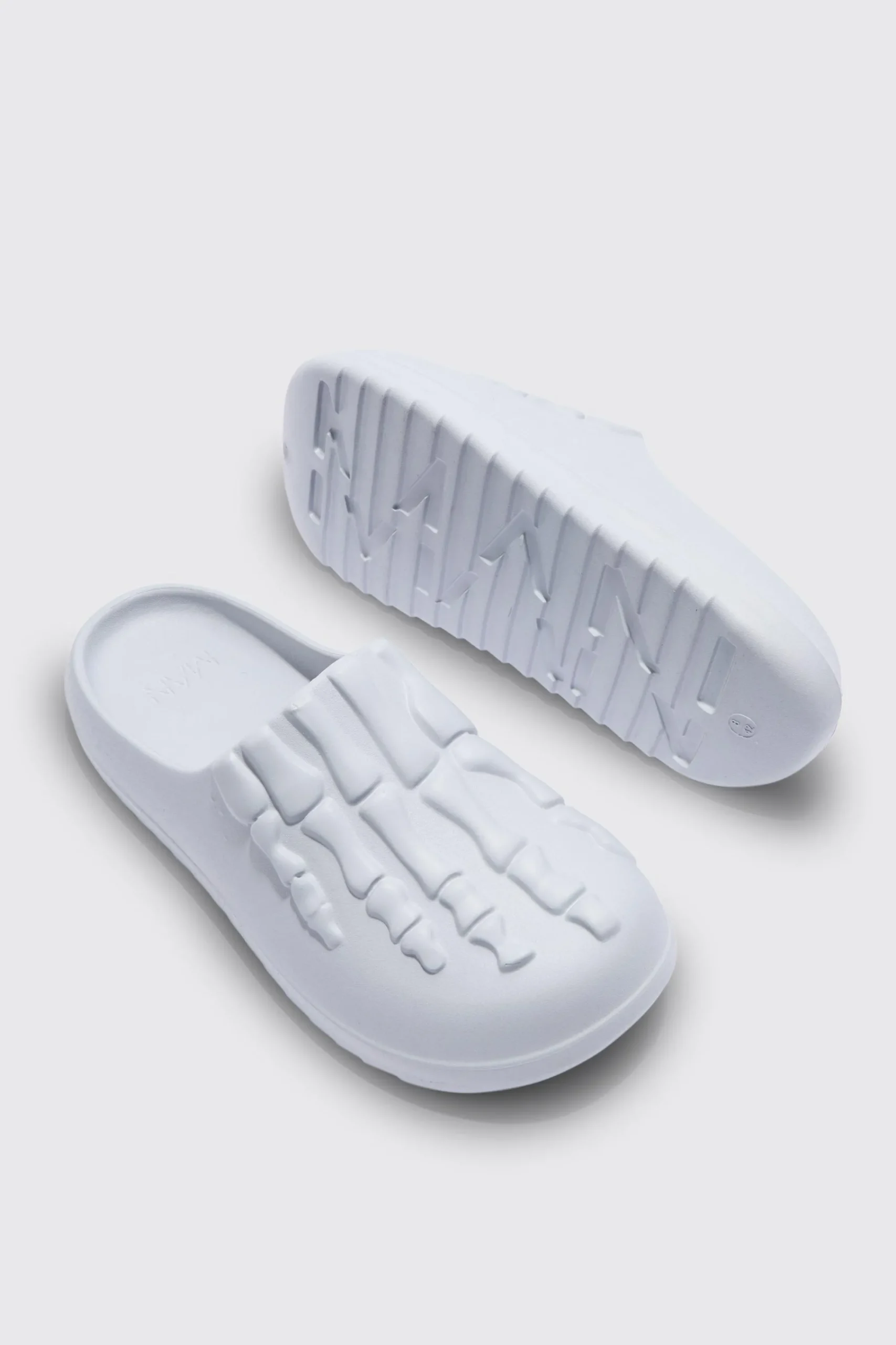 boohooMAN Perforated Skeleton Moulded Mule | UK| Sliders & Slippers