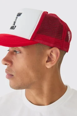 boohooMAN Piano To The World Embroidered Trucker Cap | UK| Hats & Caps