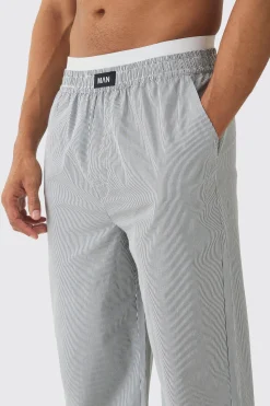 boohooMAN Pinstripe Double Waistband Woven Lounge Bottoms | UK| Loungewear|Trousers