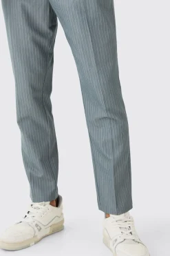 boohooMAN Pinstripe Elasticated Waist Tapered Trousers | UK| Suits & Tailoring|Trousers