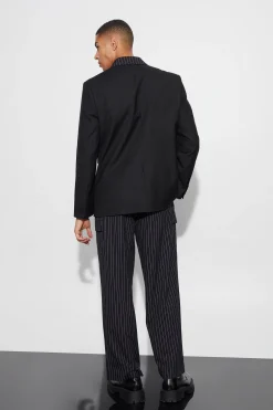 boohooMAN Pinstripe Overlay Oversized Blazer | UK| Suits & Tailoring