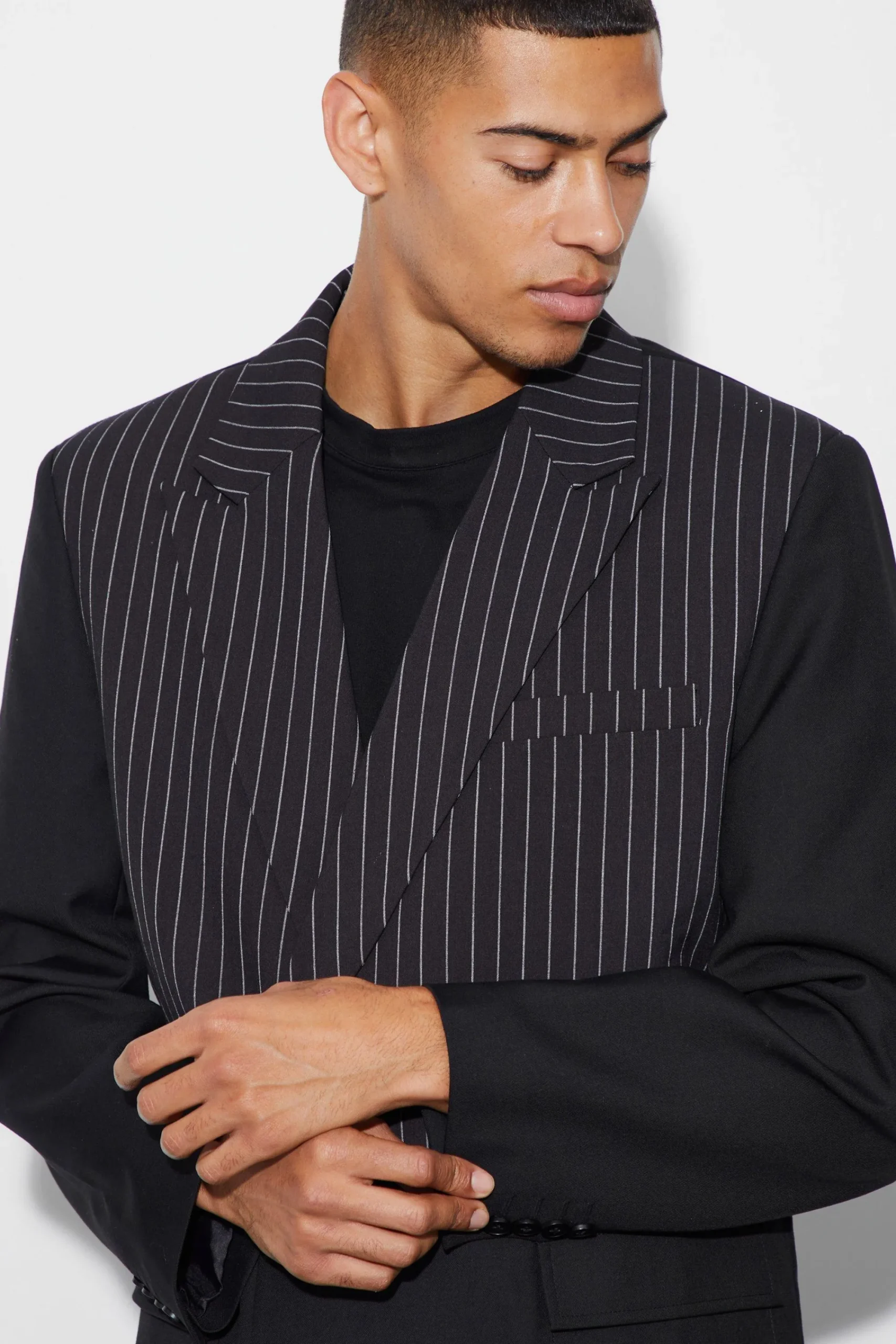 boohooMAN Pinstripe Overlay Oversized Blazer | UK| Suits & Tailoring