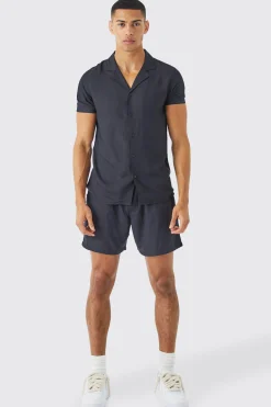 boohooMAN Plain Viscose Shirt And Short | UK| Sets & Co-Ords
