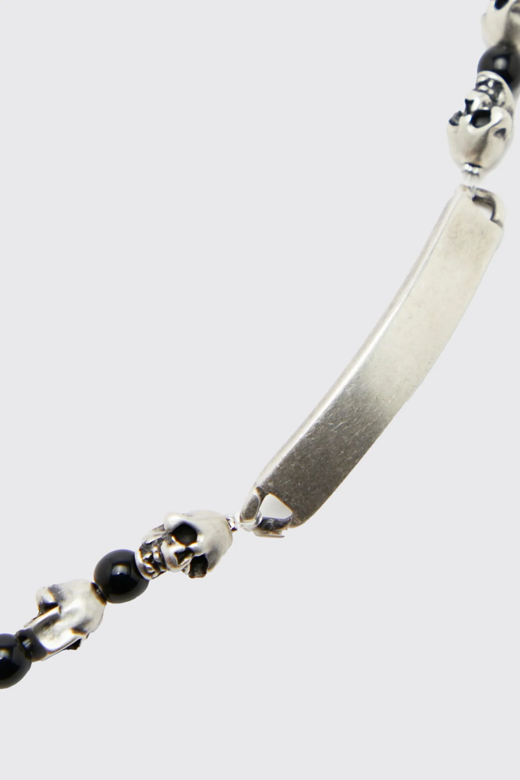 boohooMAN Plaque Skull Bead Bracelet | UK| Jewellery & Watches