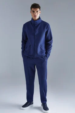 boohooMAN Pleated Harrington & Elasticated Pintuck Trouser Set | UK| Sets & Co-Ords