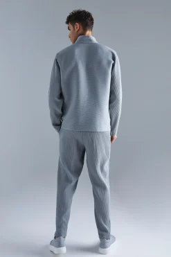 boohooMAN Pleated Harrington & Elasticated Pintuck Trouser Set | UK| Sets & Co-Ords