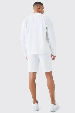 Pleated Longsleeve Collarless Boxy Shirt | UK^boohooMAN Discount