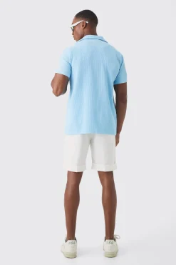 boohooMAN Pleated Muscle Fit Revere Shirt | UK| Shirts