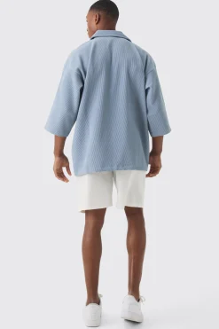 boohooMAN Pleated Oversized Boxy V Neck Shirt | UK| Shirts
