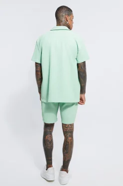 boohooMAN Pleated Oversized Shirt And Short Set | UK| Sets & Co-Ords