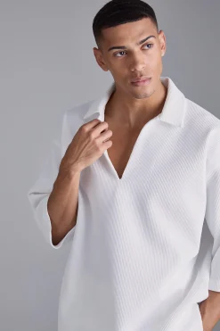 boohooMAN Pleated Oversized V Neck Shirt | UK| Shirts