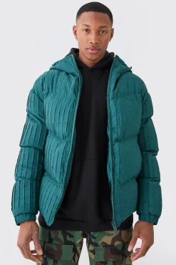 boohooMAN Pleated Puffer With Hood | UK| Coats & Jackets