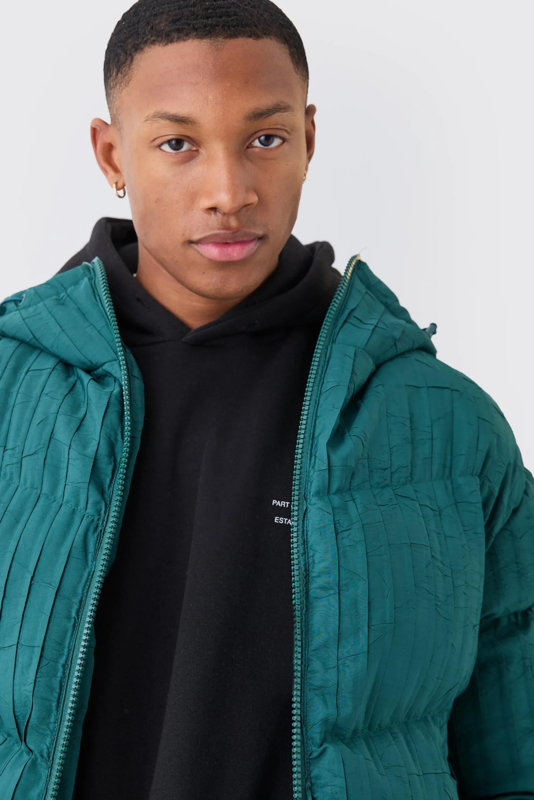 boohooMAN Pleated Puffer With Hood | UK| Coats & Jackets