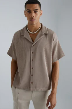 boohooMAN Pleated Short Sleeve Oversized Boxy Shirt | UK| Shirts