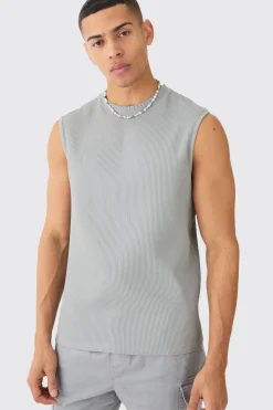 Pleated Sleeveless Tank | UK^boohooMAN Clearance