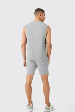 Pleated Sleeveless Tank | UK^boohooMAN Clearance