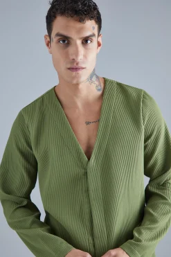 boohooMAN Pleated Slim Collarless Concealed Button Blazer | UK| Suits & Tailoring