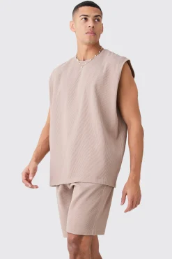 boohooMAN Pleated Tank And Short Set | UK| Sets & Co-Ords