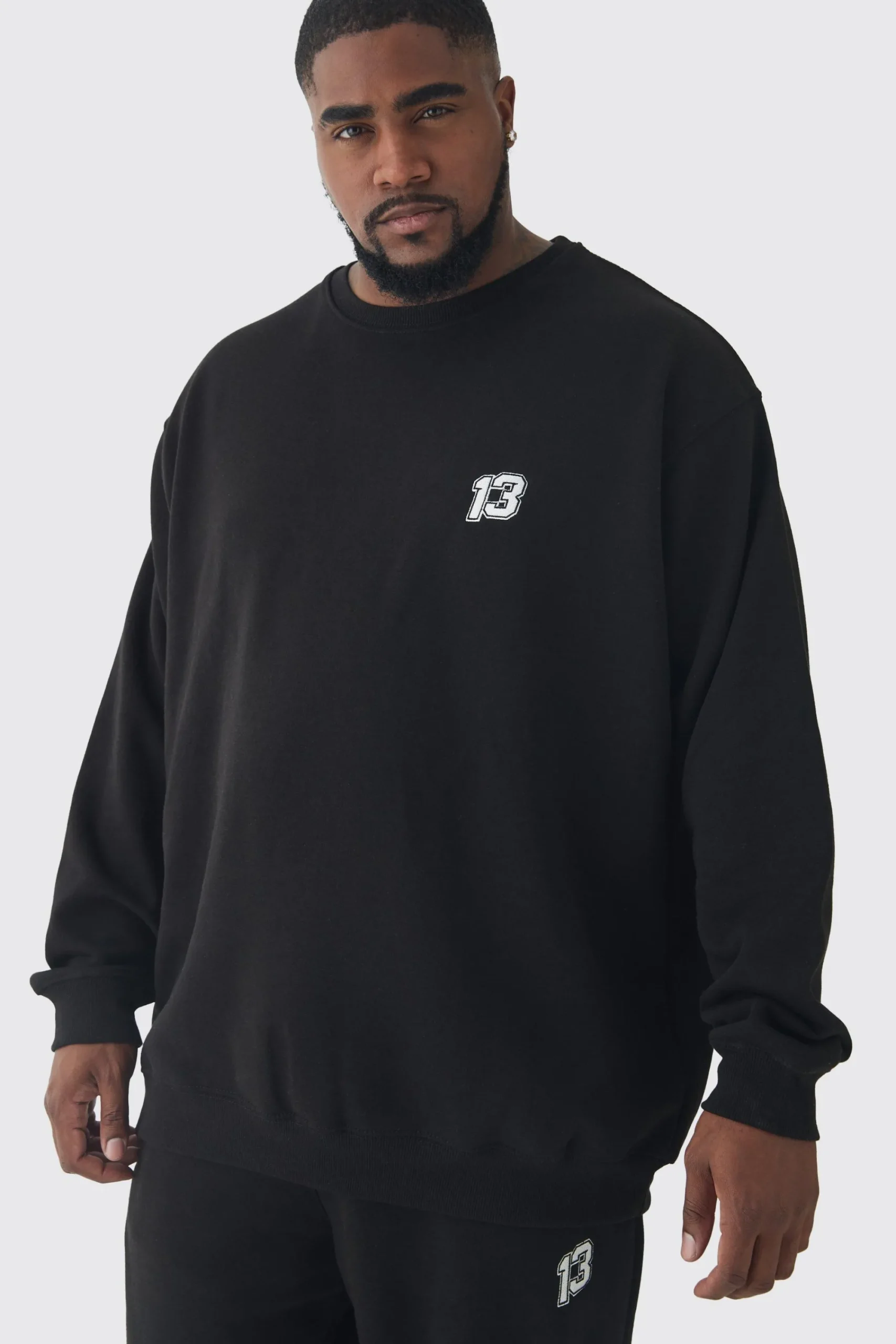 boohooMAN Plus 13 Embroidered Sweat Tracksuit | UK| Tracksuits