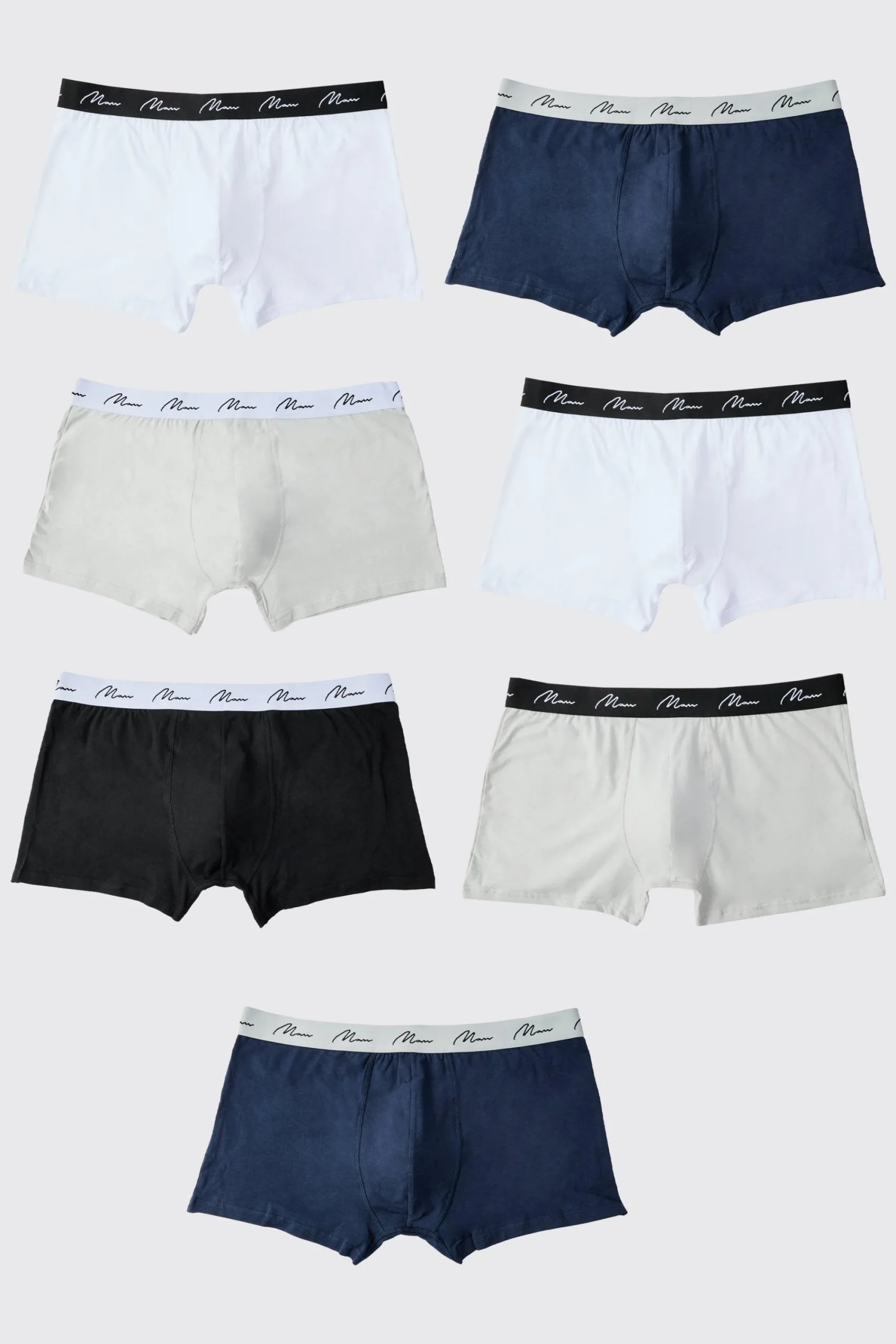 boohooMAN Plus 7 Pack Man Dash Repeat Classic Trunks | UK| Underwear & Socks|Underwear & Socks