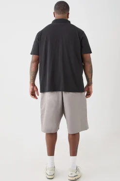 Plus 1/4 Zip Pique Polo | UK^boohooMAN New