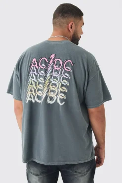 Plus ACDC License Overdye Back Print T-shirt | UK^boohooMAN
