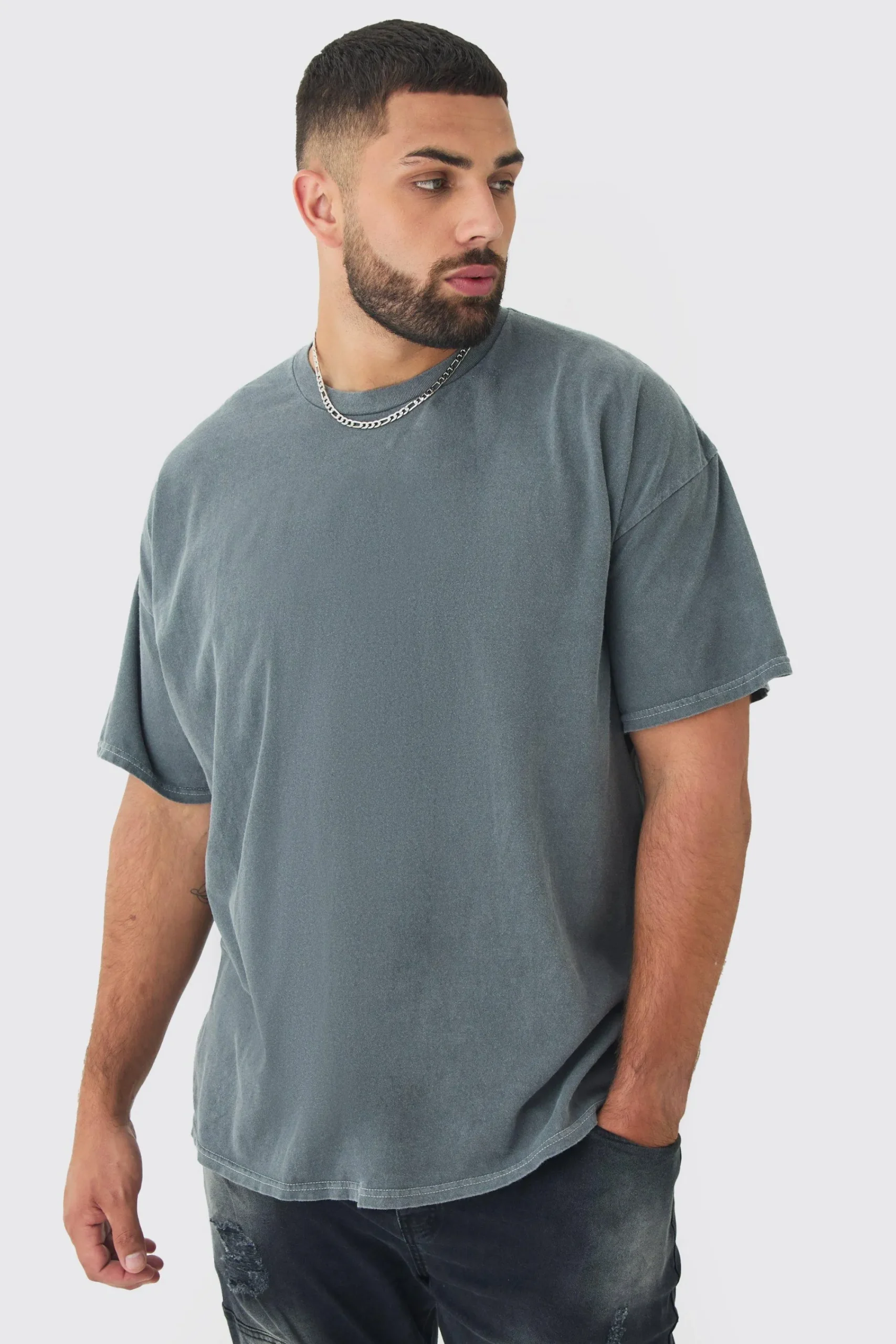 Plus ACDC License Overdye Back Print T-shirt | UK^boohooMAN