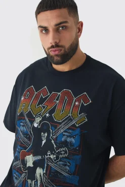 Plus ACDC License Print T-shirt | UK^boohooMAN Clearance