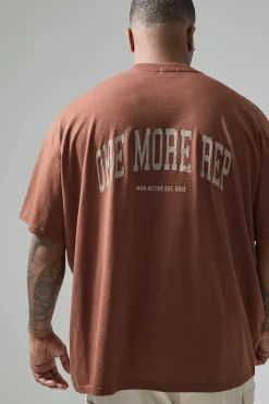 Plus Active Oversized One More Rep T-shirt | UK^boohooMAN Online