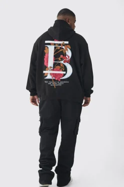 boohooMAN Plus B Floral Graphic Oversized Hoodie | UK| Hoodies & Sweatshirts