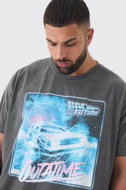 Plus Back To The Future License Overdye T-shirt | UK^boohooMAN New