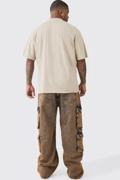 boohooMAN Plus Baggy Fit Acid Wash Cargo Jeans | UK| Trousers|Jeans