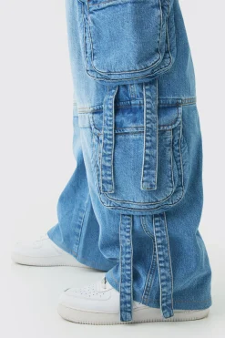 boohooMAN Plus Baggy Rigid Multi Pocket Strap Detail Cargo Jeans | UK| Trousers|Cargos
