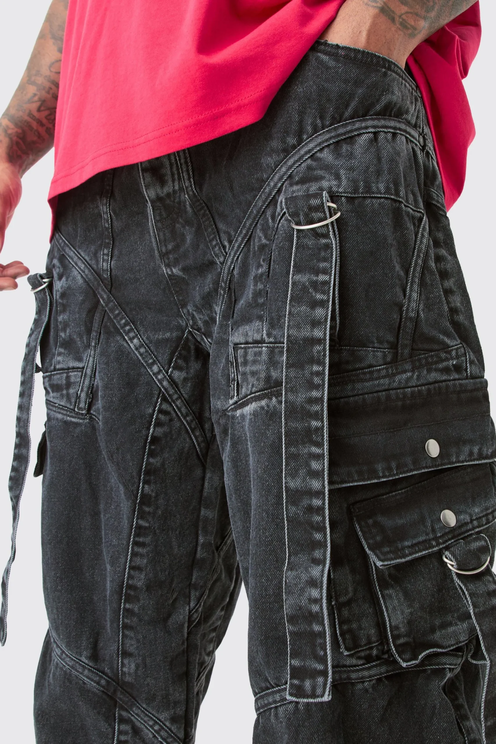 boohooMAN Plus Baggy Rigid Strap And Buckle Detail Jeans | UK| Trousers|Jeans