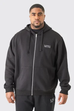boohooMAN Plus Basic Man Dash Zip Through Hoodie In | UK| Hoodies & Sweatshirts