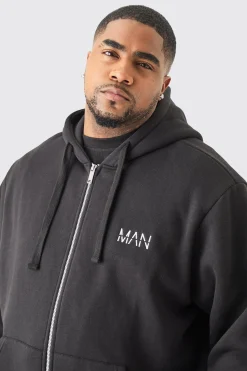 boohooMAN Plus Basic Man Dash Zip Through Hoodie In | UK| Hoodies & Sweatshirts