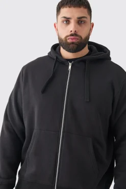 boohooMAN Plus Basic Zip Through Hoodie In | UK| Hoodies & Sweatshirts