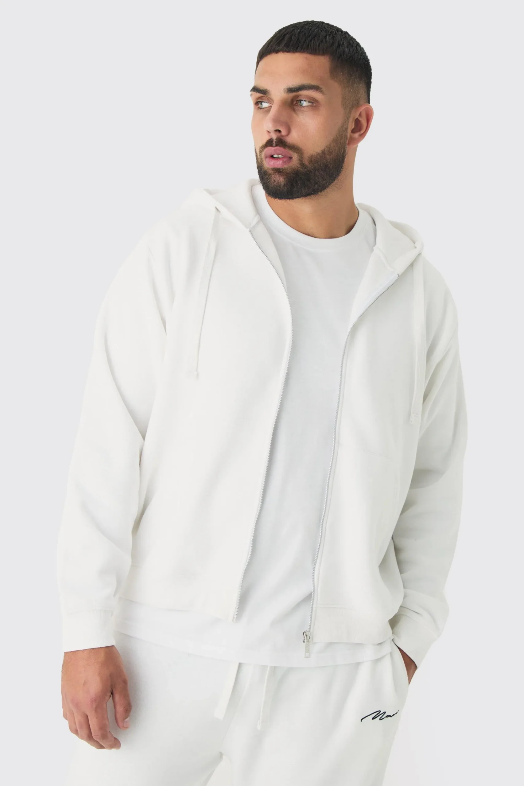 boohooMAN Plus Basic Zip Through Hoodie In | UK| Hoodies & Sweatshirts