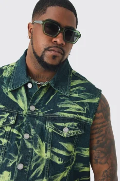 boohooMAN Plus Bleach Wash Denim Gilet | UK| Coats & Jackets