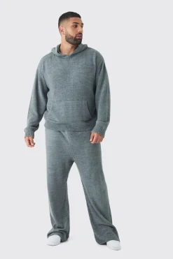 boohooMAN Plus Boucle Knit Hoodie & Trouser Set | UK| Sets & Co-Ords