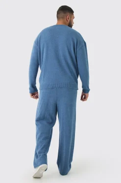 boohooMAN Plus Boucle Knit Oversized Sweat & Trouser Set | UK| Sets & Co-Ords