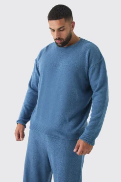 boohooMAN Plus Boucle Knit Oversized Sweat & Trouser Set | UK| Sets & Co-Ords