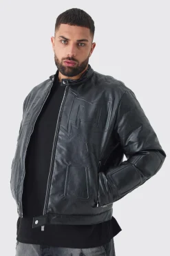 boohooMAN Plus Boxy BHM PU Collarless Moto Biker Jacket In | UK| Coats & Jackets
