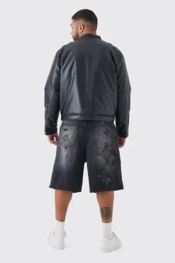 boohooMAN Plus Boxy BHM PU Collarless Moto Biker Jacket In | UK| Coats & Jackets