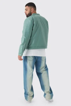 boohooMAN Plus Boxy BHM PU Collarless Moto Biker Jacket In | UK| Coats & Jackets