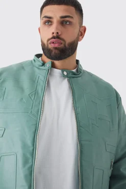 boohooMAN Plus Boxy BHM PU Collarless Moto Biker Jacket In | UK| Coats & Jackets