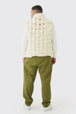 boohooMAN Plus Boxy Fit Hand Weft Padded Gilet In | UK| Coats & Jackets