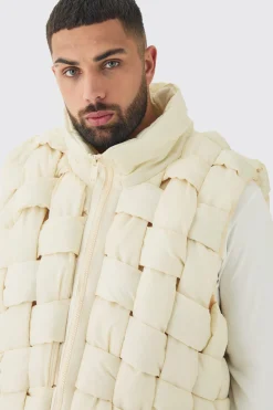 boohooMAN Plus Boxy Fit Hand Weft Padded Gilet In | UK| Coats & Jackets