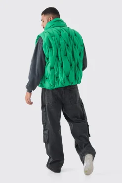 boohooMAN Plus Boxy Fit Hand Weft Padded Gilet In | UK| Coats & Jackets