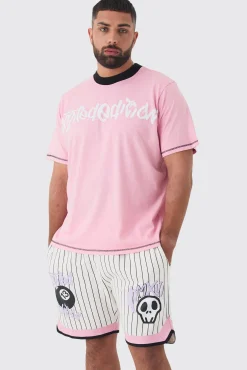 boohooMAN Plus Boxy Limited Basketball T-shirt & Short Set | UK| Sets & Co-Ords|Tracksuits